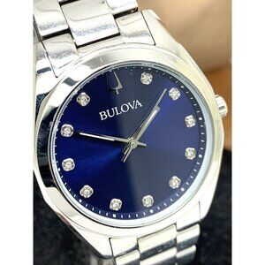 Bulova Women's Watch 96P229 Surveyor Quartz Blue Dial Diamond Silver Steel
